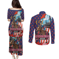 Kentucky Horses Racing 2025 Couples Matching Puletasi and Long Sleeve Button Shirt Anniversary 151st The Race for the Roses