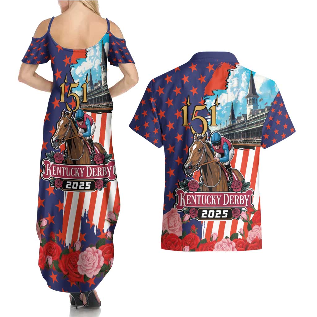 Kentucky Horses Racing 2025 Couples Matching Summer Maxi Dress and Hawaiian Shirt Anniversary 151st The Race for the Roses