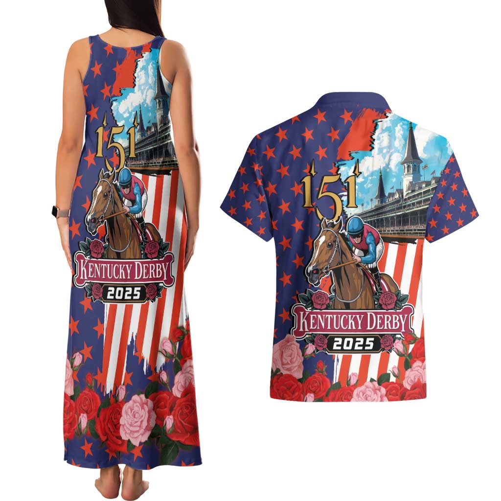 Kentucky Horses Racing 2025 Couples Matching Tank Maxi Dress and Hawaiian Shirt Anniversary 151st The Race for the Roses