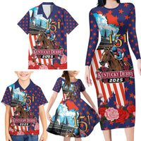 Kentucky Horses Racing 2025 Family Matching Long Sleeve Bodycon Dress and Hawaiian Shirt Anniversary 151st The Race for the Roses