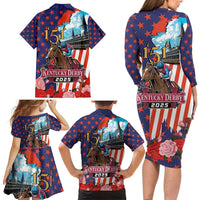 Kentucky Horses Racing 2025 Family Matching Long Sleeve Bodycon Dress and Hawaiian Shirt Anniversary 151st The Race for the Roses
