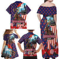 Kentucky Horses Racing 2025 Family Matching Off Shoulder Maxi Dress and Hawaiian Shirt Anniversary 151st The Race for the Roses