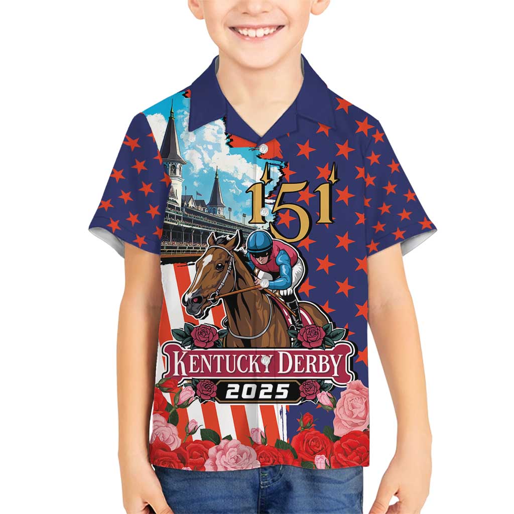 Kentucky Horses Racing 2025 Family Matching Off Shoulder Short Dress and Hawaiian Shirt Anniversary 151st The Race for the Roses