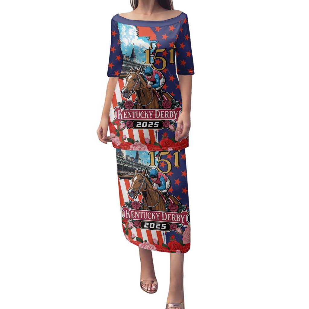 Kentucky Horses Racing 2025 Family Matching Puletasi and Hawaiian Shirt Anniversary 151st The Race for the Roses