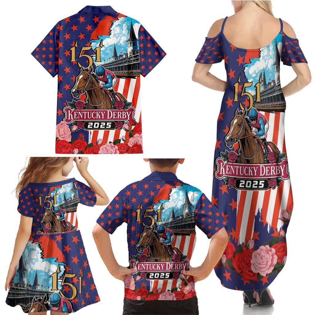 Kentucky Horses Racing 2025 Family Matching Summer Maxi Dress and Hawaiian Shirt Anniversary 151st The Race for the Roses