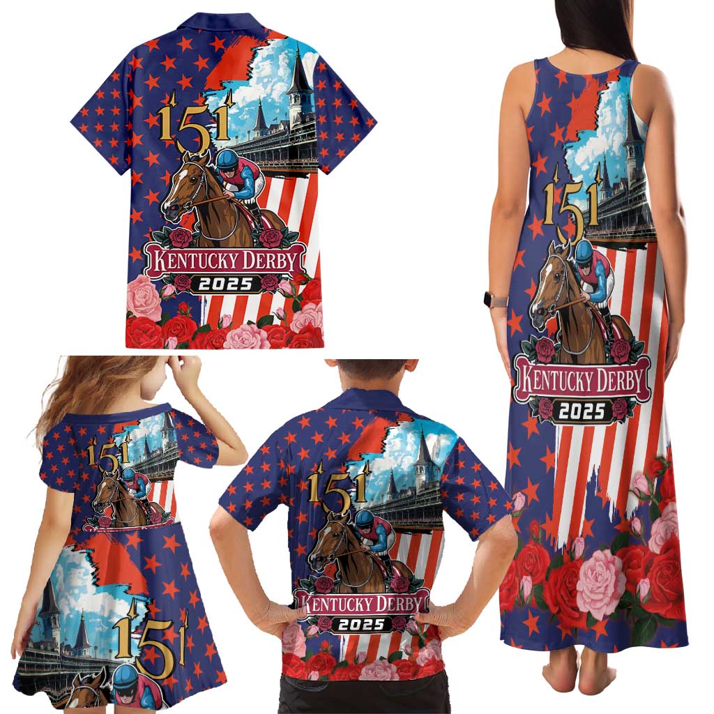 Kentucky Horses Racing 2025 Family Matching Tank Maxi Dress and Hawaiian Shirt Anniversary 151st The Race for the Roses