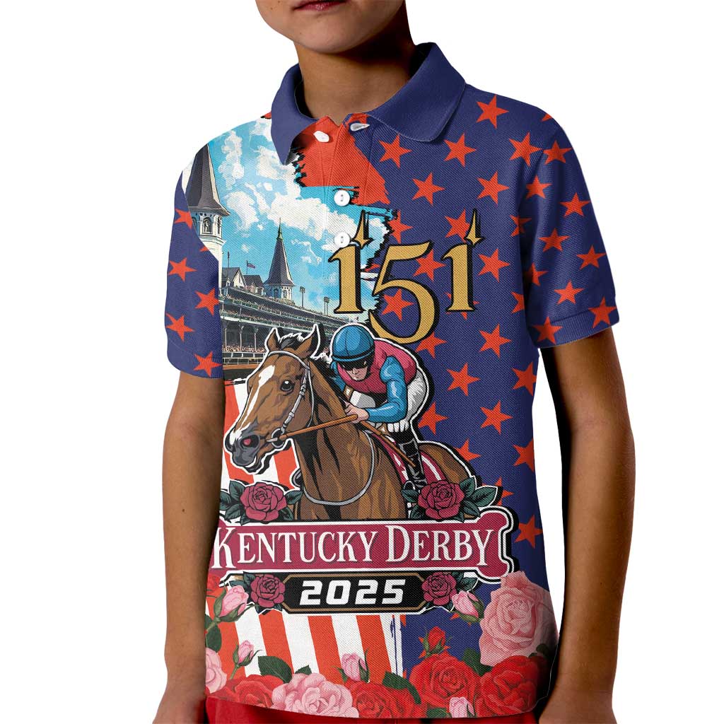 Kentucky Horses Racing 2025 Kid Polo Shirt Anniversary 151st The Race for the Roses