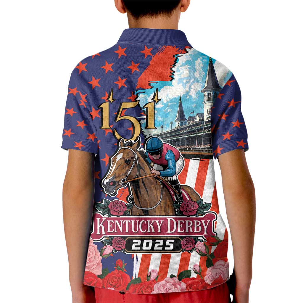 Kentucky Horses Racing 2025 Kid Polo Shirt Anniversary 151st The Race for the Roses