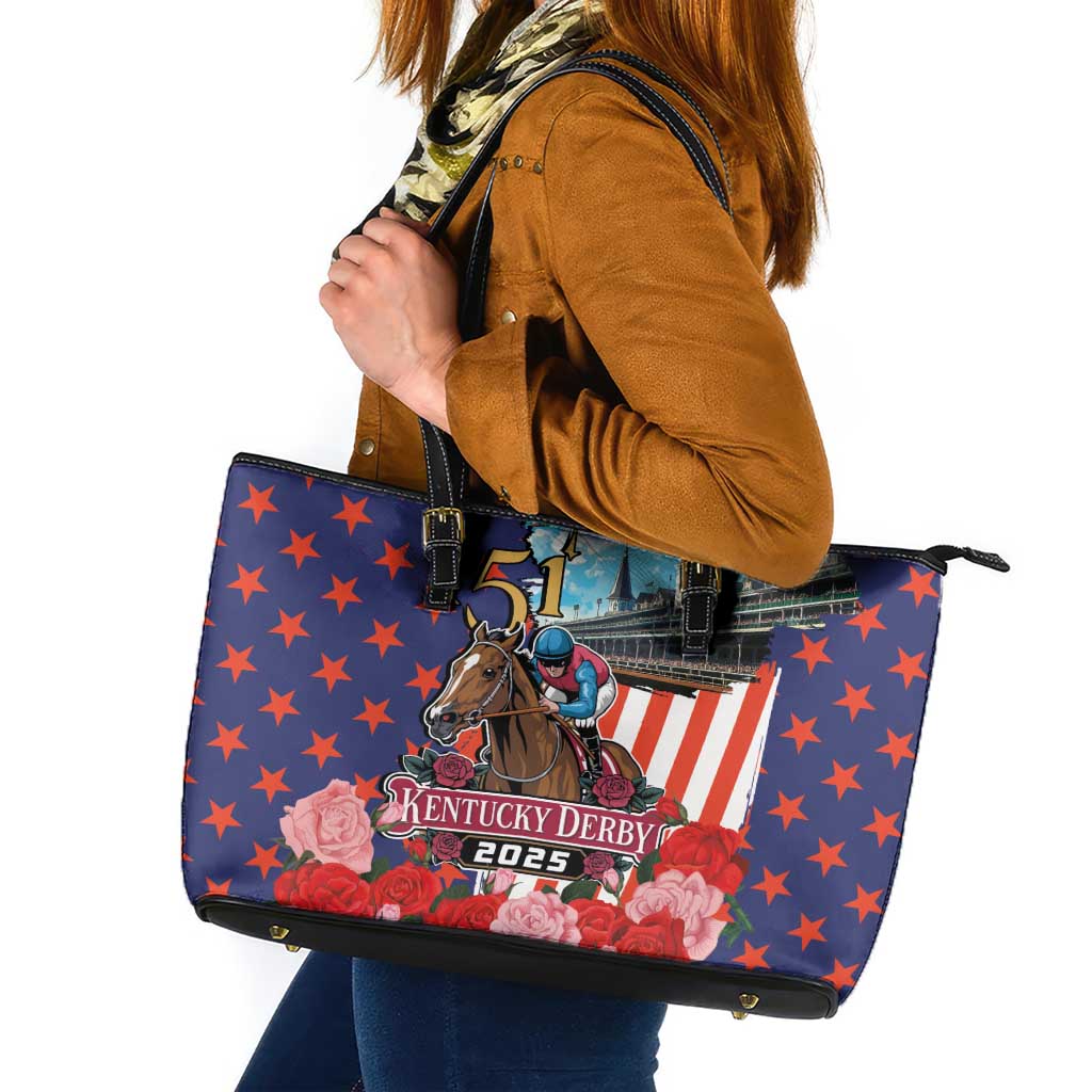 Kentucky Horses Racing 2025 Leather Tote Bag Anniversary 151st The Race for the Roses