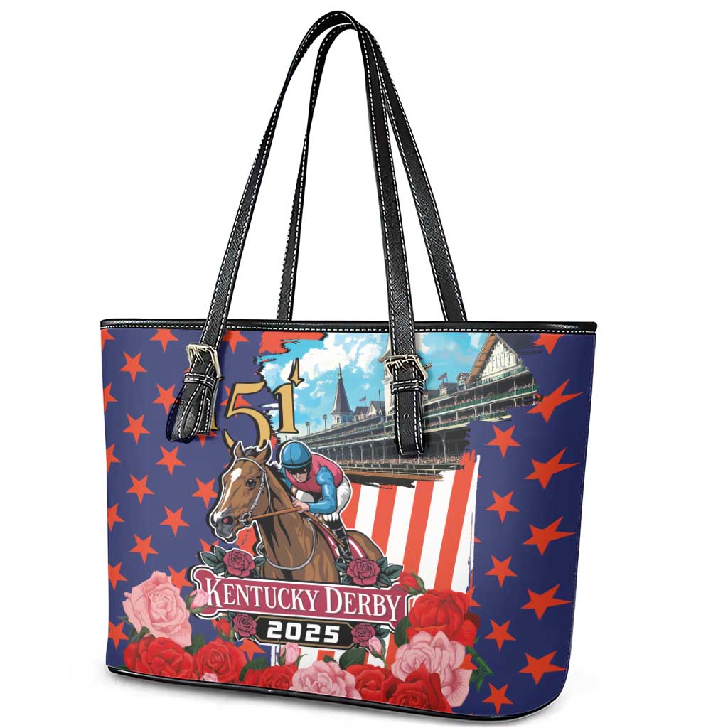 Kentucky Horses Racing 2025 Leather Tote Bag Anniversary 151st The Race for the Roses