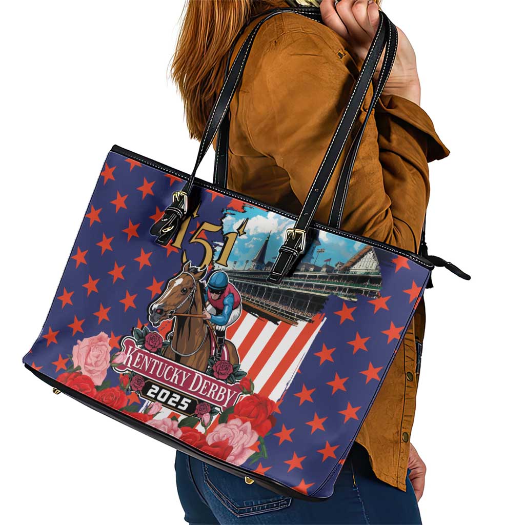Kentucky Horses Racing 2025 Leather Tote Bag Anniversary 151st The Race for the Roses