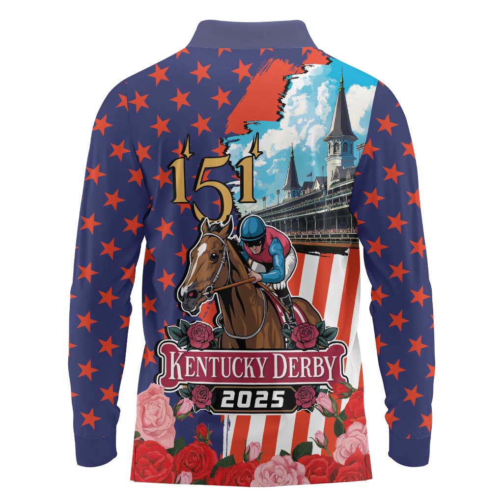 Kentucky Horses Racing 2025 Long Sleeve Polo Shirt Anniversary 151st The Race for the Roses