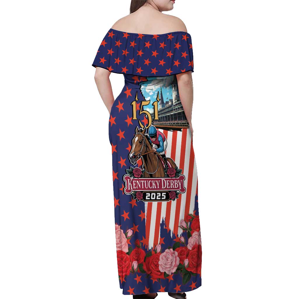 Kentucky Horses Racing 2025 Off Shoulder Maxi Dress Anniversary 151st The Race for the Roses
