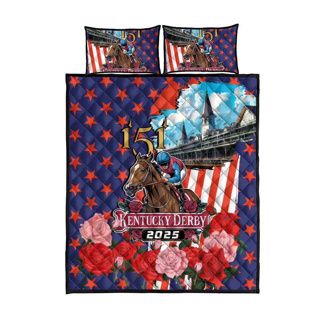 Kentucky Horses Racing 2025 Quilt Bed Set Anniversary 151st The Race for the Roses
