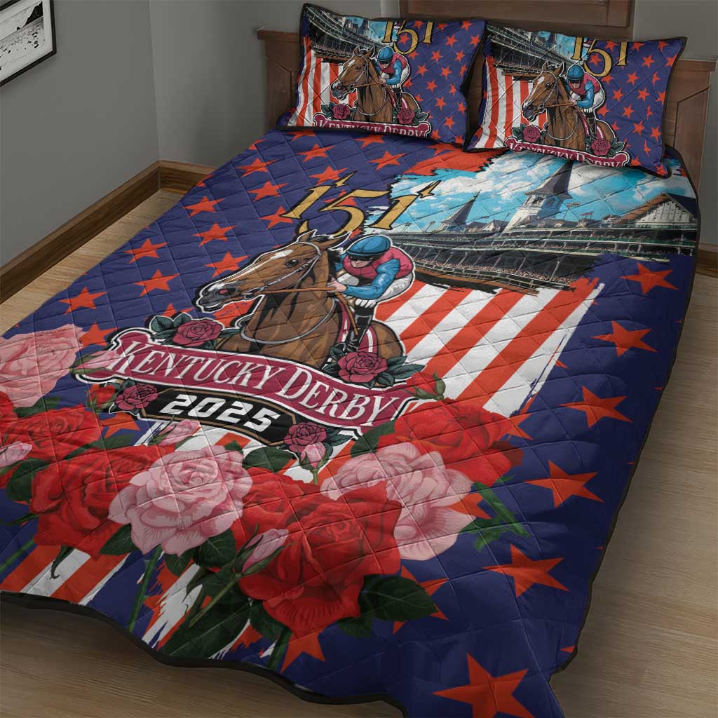 Kentucky Horses Racing 2025 Quilt Bed Set Anniversary 151st The Race for the Roses