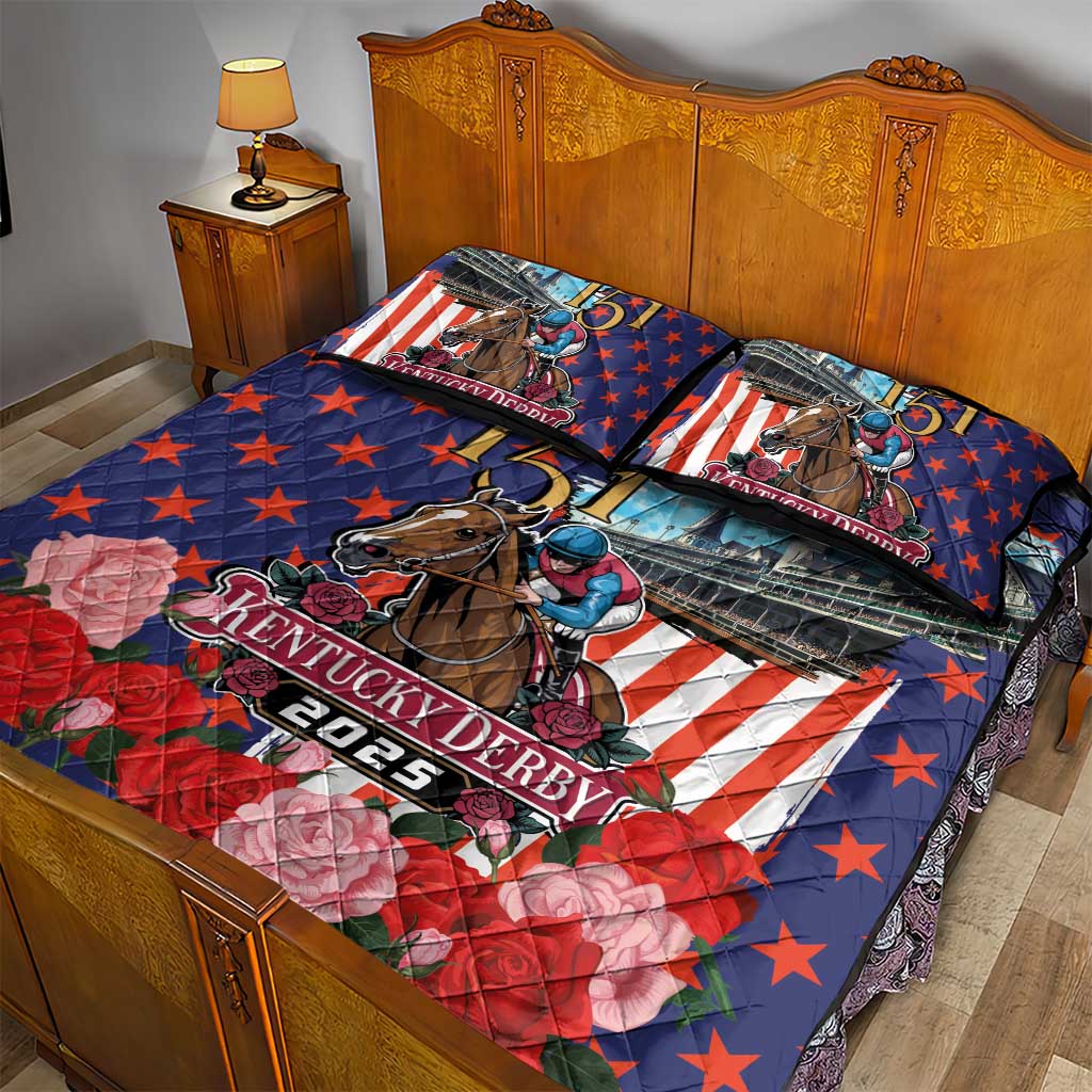 Kentucky Horses Racing 2025 Quilt Bed Set Anniversary 151st The Race for the Roses