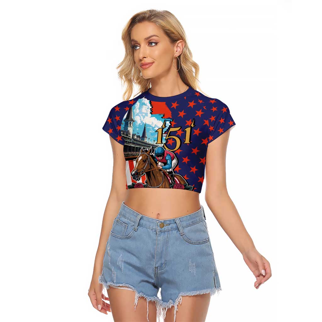 Kentucky Horses Racing 2025 Raglan Cropped T Shirt Anniversary 151st The Race for the Roses