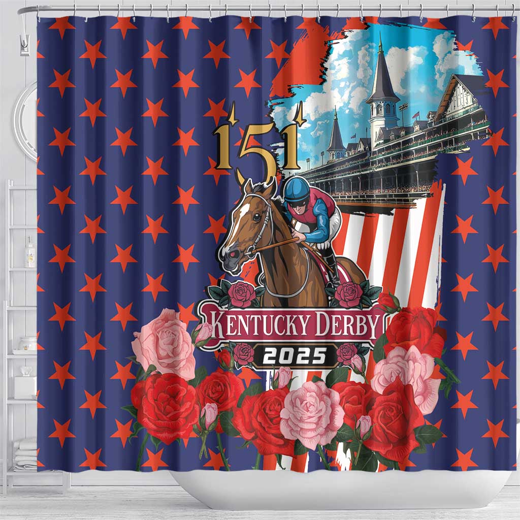 Kentucky Horses Racing 2025 Shower Curtain Anniversary 151st The Race for the Roses