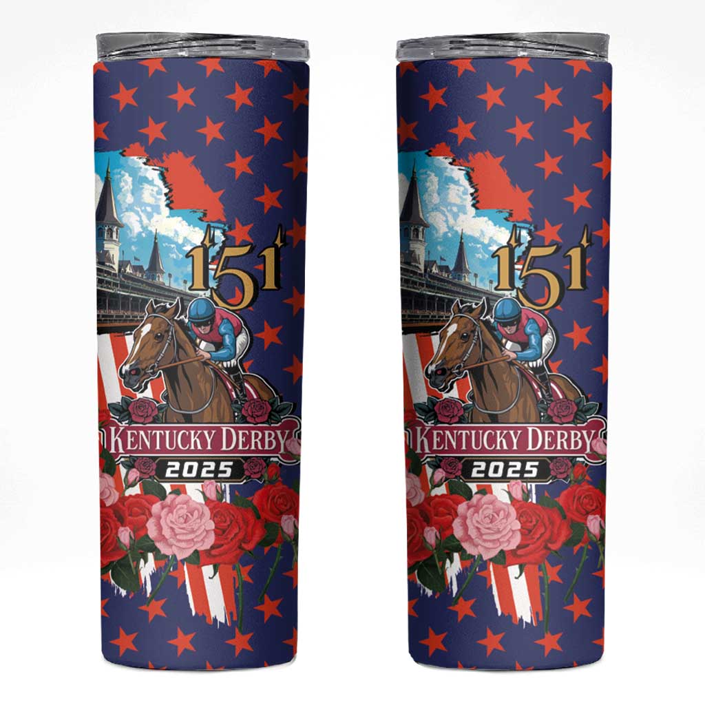 Kentucky Horses Racing 2025 Skinny Tumbler Anniversary 151st The Race for the Roses