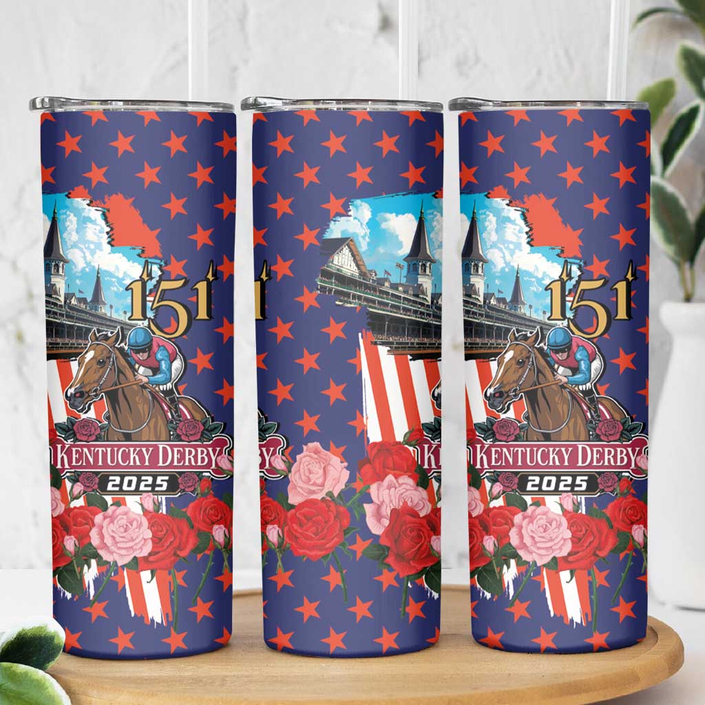 Kentucky Horses Racing 2025 Skinny Tumbler Anniversary 151st The Race for the Roses