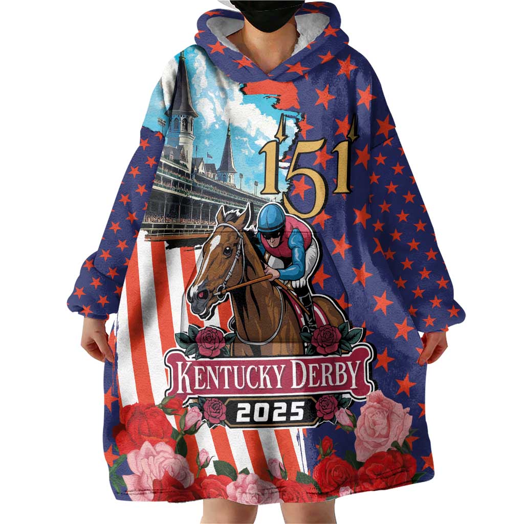 Kentucky Horses Racing 2025 Wearable Blanket Hoodie Anniversary 151st The Race for the Roses