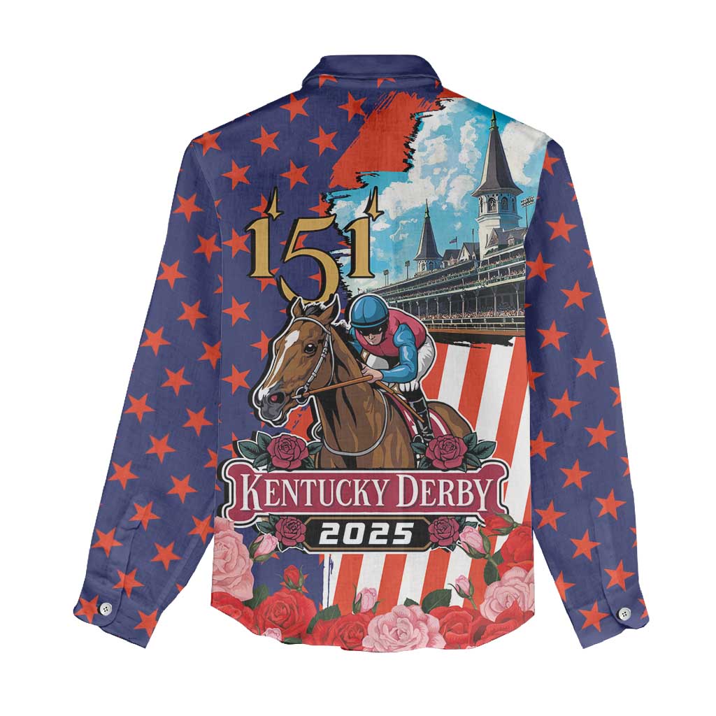 Kentucky Horses Racing 2025 Women Casual Shirt Anniversary 151st The Race for the Roses