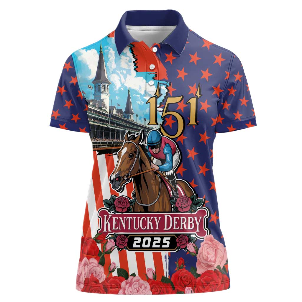 Kentucky Horses Racing 2025 Women Polo Shirt Anniversary 151st The Race for the Roses