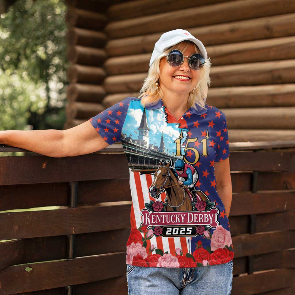 Kentucky Horses Racing 2025 Women Polo Shirt Anniversary 151st The Race for the Roses