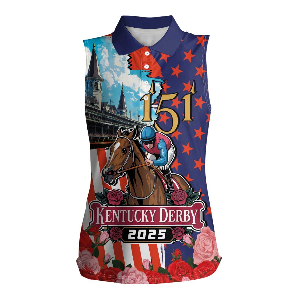 Kentucky Horses Racing 2025 Women Sleeveless Polo Shirt Anniversary 151st The Race for the Roses