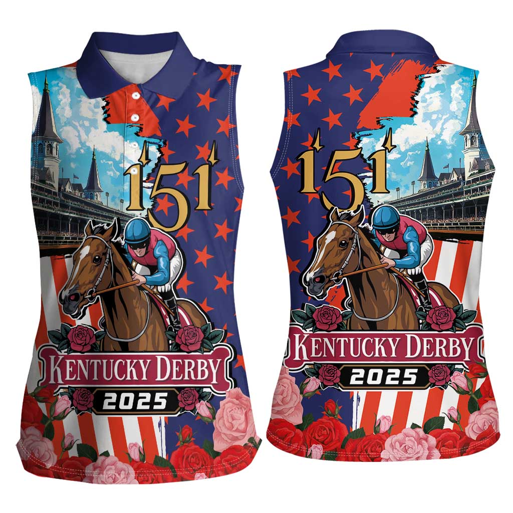Kentucky Horses Racing 2025 Women Sleeveless Polo Shirt Anniversary 151st The Race for the Roses