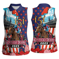 Kentucky Horses Racing 2025 Women Sleeveless Polo Shirt Anniversary 151st The Race for the Roses