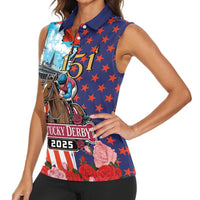 Kentucky Horses Racing 2025 Women Sleeveless Polo Shirt Anniversary 151st The Race for the Roses