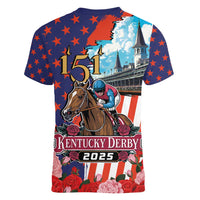 Kentucky Horses Racing 2025 Women V-Neck T-Shirt Anniversary 151st The Race for the Roses