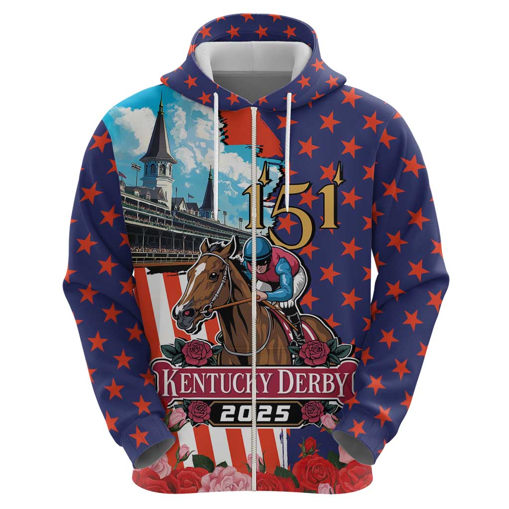 Kentucky Horses Racing 2025 Zip Hoodie Anniversary 151st The Race for the Roses