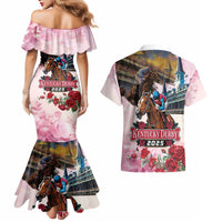 Kentucky Horses Racing 2025 Couples Matching Mermaid Dress and Hawaiian Shirt Churchill Downs The Race for the Roses
