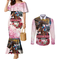 Kentucky Horses Racing 2025 Couples Matching Mermaid Dress and Long Sleeve Button Shirt Churchill Downs The Race for the Roses