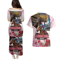 Kentucky Horses Racing 2025 Couples Matching Puletasi and Hawaiian Shirt Churchill Downs The Race for the Roses