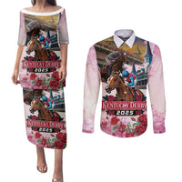 Kentucky Horses Racing 2025 Couples Matching Puletasi and Long Sleeve Button Shirt Churchill Downs The Race for the Roses