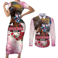 Kentucky Horses Racing 2025 Couples Matching Short Sleeve Bodycon Dress and Long Sleeve Button Shirt Churchill Downs The Race for the Roses
