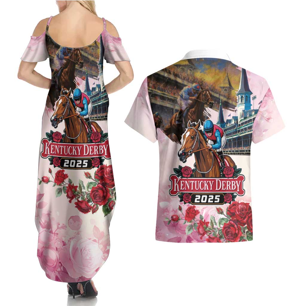 Kentucky Horses Racing 2025 Couples Matching Summer Maxi Dress and Hawaiian Shirt Churchill Downs The Race for the Roses
