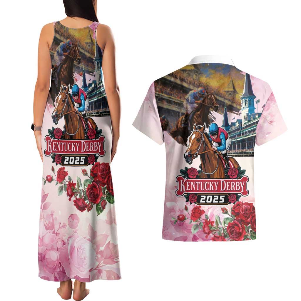 Kentucky Horses Racing 2025 Couples Matching Tank Maxi Dress and Hawaiian Shirt Churchill Downs The Race for the Roses
