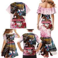 Kentucky Horses Racing 2025 Family Matching Mermaid Dress and Hawaiian Shirt Churchill Downs The Race for the Roses
