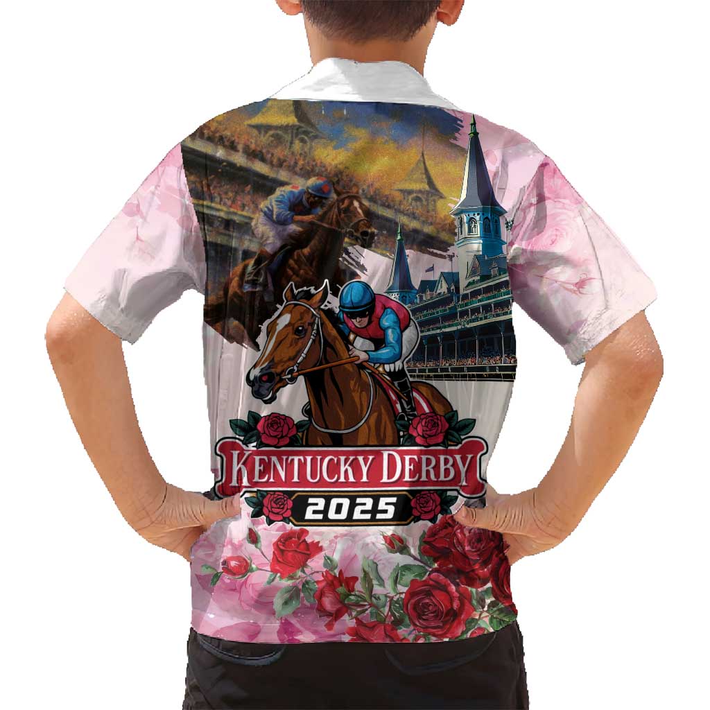 Kentucky Horses Racing 2025 Family Matching Off Shoulder Short Dress and Hawaiian Shirt Churchill Downs The Race for the Roses
