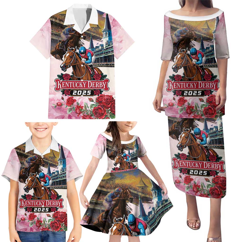 Kentucky Horses Racing 2025 Family Matching Puletasi and Hawaiian Shirt Churchill Downs The Race for the Roses