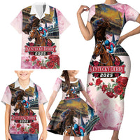 Kentucky Horses Racing 2025 Family Matching Short Sleeve Bodycon Dress and Hawaiian Shirt Churchill Downs The Race for the Roses