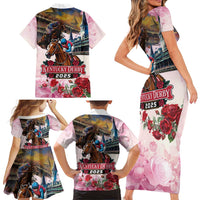 Kentucky Horses Racing 2025 Family Matching Short Sleeve Bodycon Dress and Hawaiian Shirt Churchill Downs The Race for the Roses