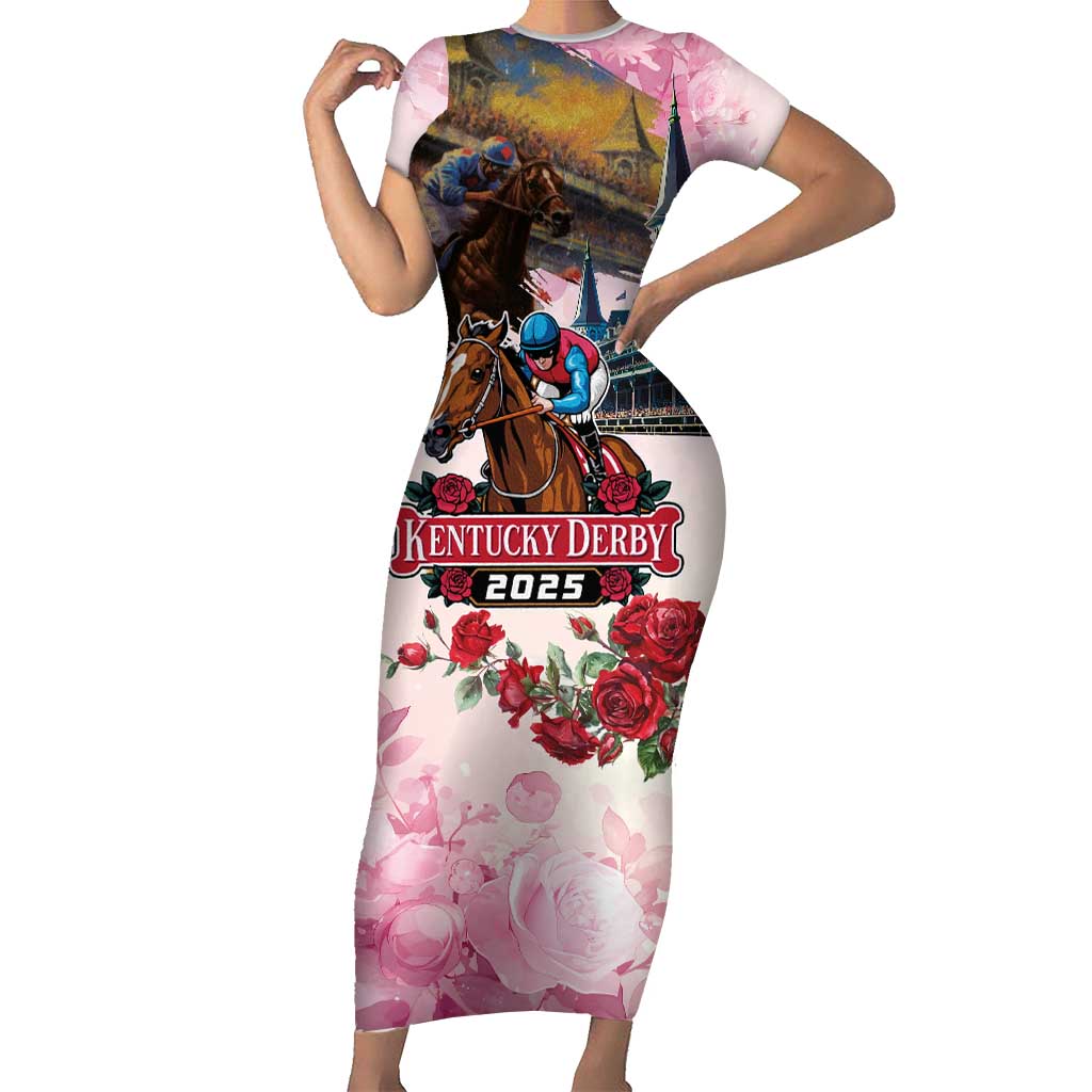 Kentucky Horses Racing 2025 Family Matching Short Sleeve Bodycon Dress and Hawaiian Shirt Churchill Downs The Race for the Roses