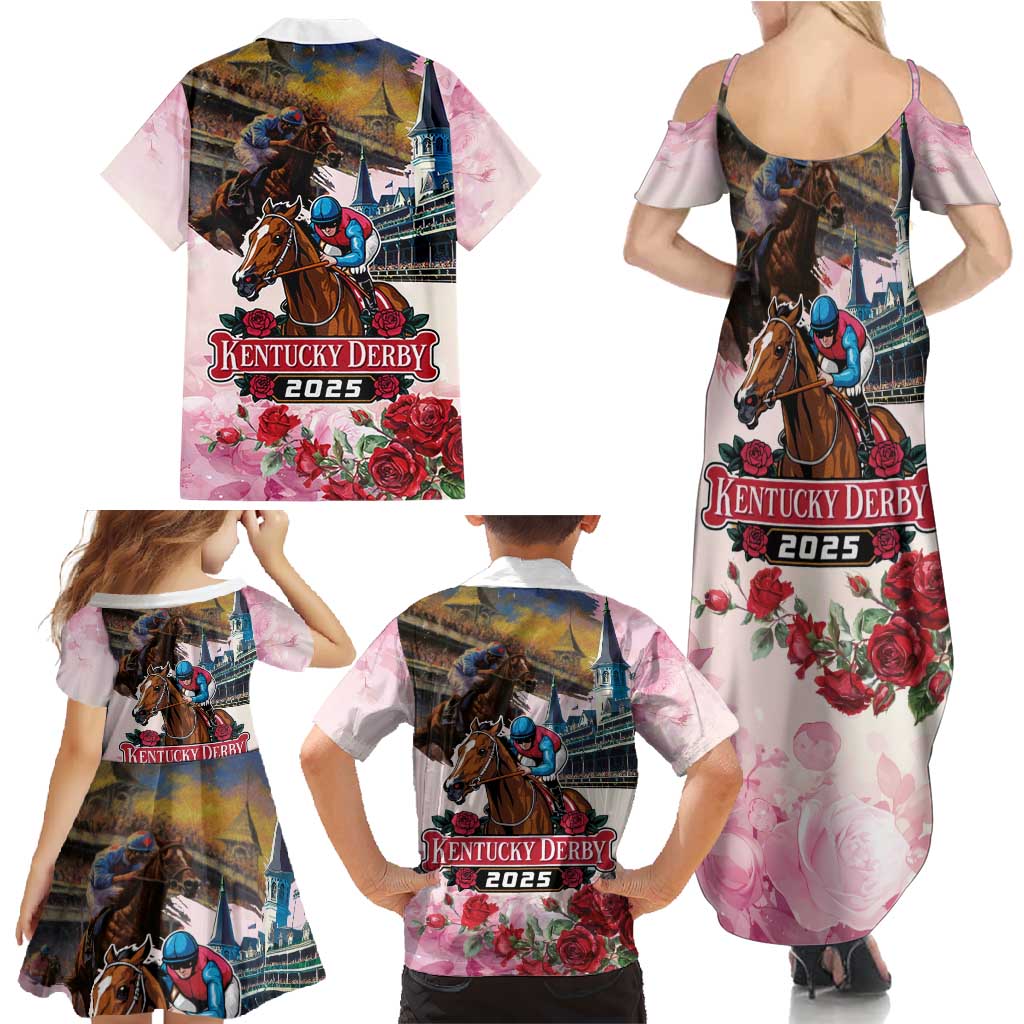 Kentucky Horses Racing 2025 Family Matching Summer Maxi Dress and Hawaiian Shirt Churchill Downs The Race for the Roses
