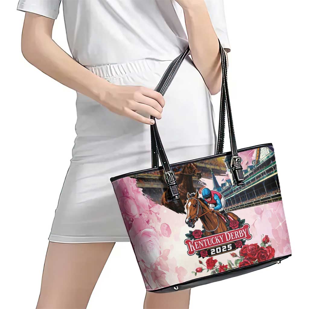 Kentucky Horses Racing 2025 Leather Tote Bag Churchill Downs The Race for the Roses
