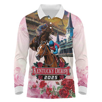 Kentucky Horses Racing 2025 Long Sleeve Polo Shirt Churchill Downs The Race for the Roses